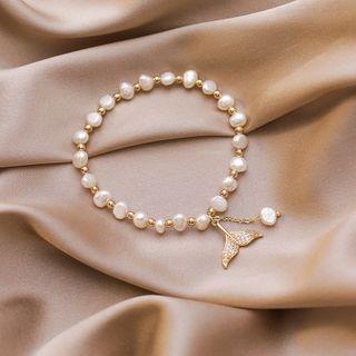 Mermaid Tail Freshwater Pearl Bracelet Gold - One Size