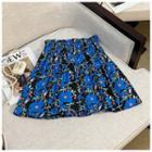 Floral A-line Mini Skirt Blue - One Size