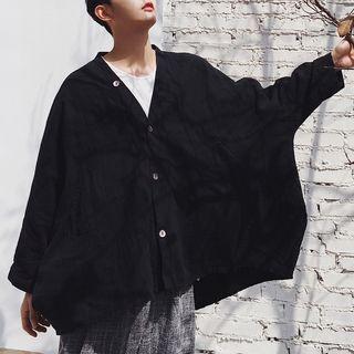 Plain Linen Blend Loose Fit Shirt