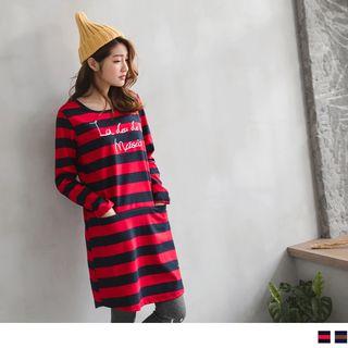 Letter Print Striped T-shirt Dress
