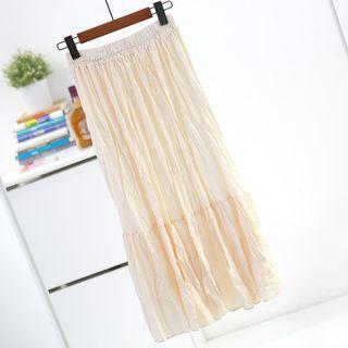 Midi Ruched Chiffon Skirt
