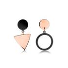 Fashion Simple Plated Rose Gold Geometric Round Triangle Asymmetric Earrings Rose Gold - One Size
