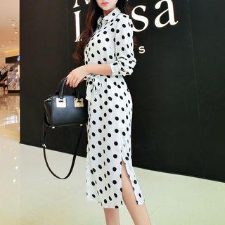 Polka Dot Midi Shirt Dress