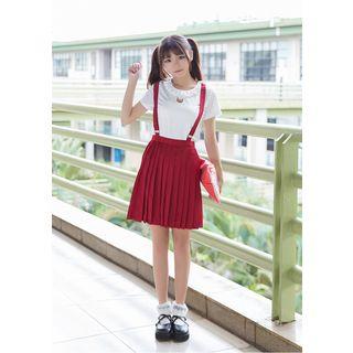 Cutout Frill Collar Short-sleeve Top