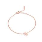 Simple And Fashion Plated Rose Gold Geometric Double Round 316l Stainless Steel Anklet With Cubic Zirconia Rose Gold - One Size