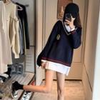 V-neck Long-sleeve Sweater / Plain Long-sleeve Long T-shirt