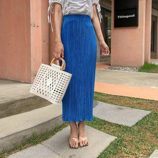 Accordion-pleat H-line Maxi Skirt