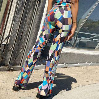 Color-block Boot-cut Pants