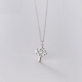 Geometric Rhinestone Pendant Sterling Silver Necklace S925 Silver Necklace - Silver - One Size