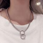 Stainless Steel Interlocking Hoop Pendant Necklace As Shown In Figure - One Size