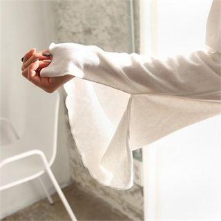 Mock-neck Slit-sleeve Top