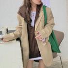 Loose-fit Hooded Blazer Khaki & Coffee - One Size