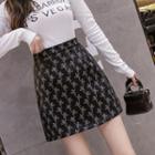 Printed High-waist Mini A-line Skirt