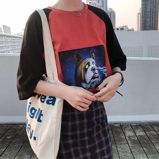 Couple Matching Print Raglan Short-sleeve T-shirt