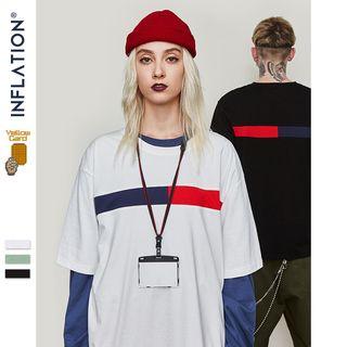 Couple Colorblock Embroidered T-shirt