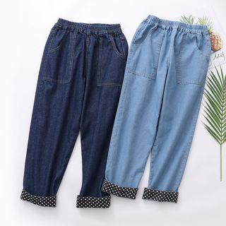 Dotted Hem Straight-fit Jeans