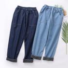 Dotted Hem Straight-fit Jeans