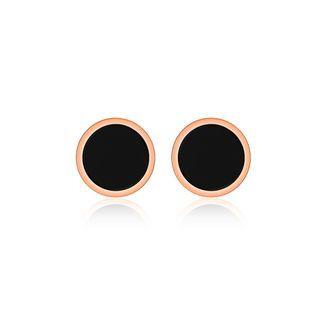 Simple And Fashion Plated Rose Gold Geometric Round 316l Stainless Steel Small Stud Earrings Rose Gold - One Size