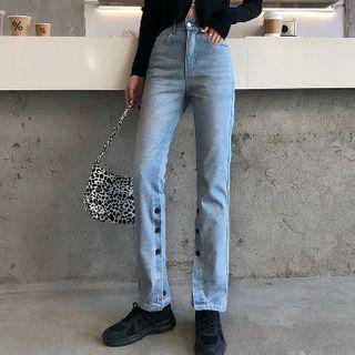 Button Detail Straight-fit Jeans