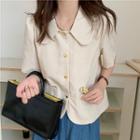 Short-sleeve Heart Button-up Shirt