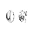Set Of 2: Polished Alloy Ring (various Designs) 01 - Set Of 2 - Silver - One Size