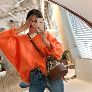 V-neck Oversized Furry Sweater