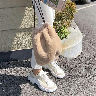 Drawcord Faux-fur Bucket Bag