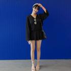 Set: Long-sleeve T-shirt + Band-waist Skort