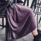 Velvet High Waist Pleated Skirt