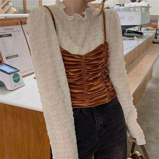 Ruffled Blouse / Velvet Camisole Top