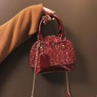Sequined Faux Leather Tote Bag