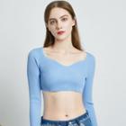 Long Sleeve Square Neck Cropped Top