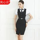 Plain Buttoned Sleeveless Dress / Contrast Trim Short Sleeve Shirt