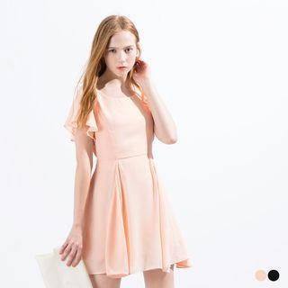 Tie-waisted Chiffon A-line Dress