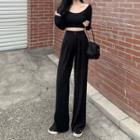 Wide-leg Dress Pants / Long-sleeve Crop Top