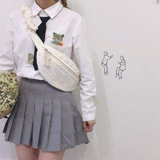 Floral Shirred Strap Sling Bag Off-white - One Size