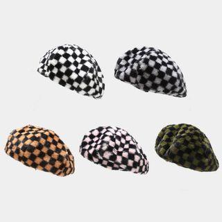 Checkerboard Fleece Beret