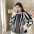 Zebra Print Loose-fit Sweater As Figure - One Size