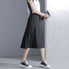 Pleated-side A-line Skirt