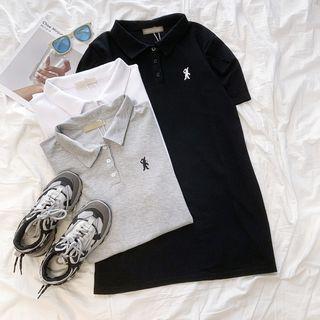 Short-sleeve Embroidered Polo Collar Dress