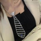 Rhinestone Neck Tie Pendant Necklace As Shown In Figure - One Size