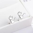 925 Sterling Silver Cat Earring Silver - One Size