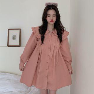 Wide Collar A-line Shirtdress