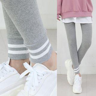 Striped-ankle Napped Leggings