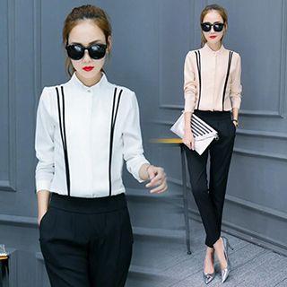 Set : Long-sleeve Blouse + Skinny Pants