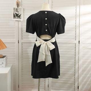 Cutout Ribbon-back Mini Dress