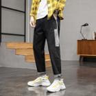 Contrast Trim Cropped Straight-fit Jeans