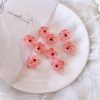Set Of 3: Flower Resin Hair Clamp Set Of 3 - Pink - One Size