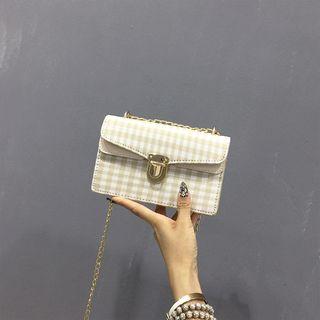 Checked Chain Strap Shoulder Bag