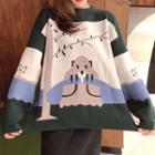 Printed Sweater / Midi Knit Skirt / Set